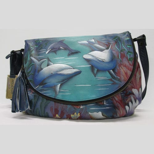 Anuschka Dolphin Hand Painted Leather Wallet