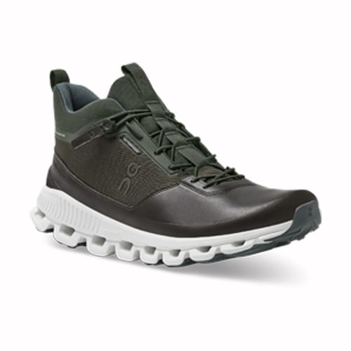 ONRUNNING WOMENS CLOUD HI WATERPROOF FIR UMBER ANGLED